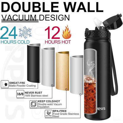 1L Doppelschicht Edelstahl Thermosflasche mit