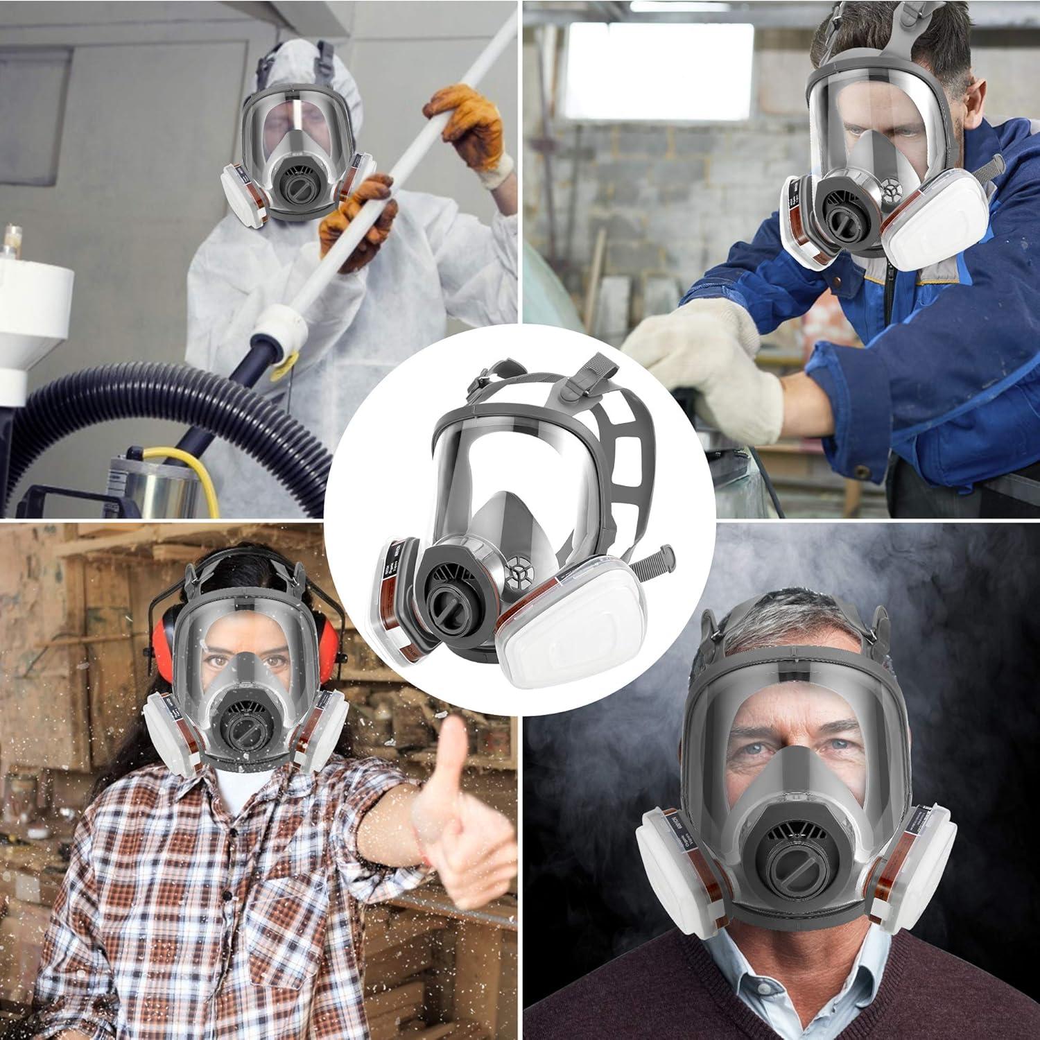 ZXICH Wiederverwendbare Vollmaske Atemschutzmaske mit Filter gegen Dämpfe Partikel Gasmaske Staubschutzmaske