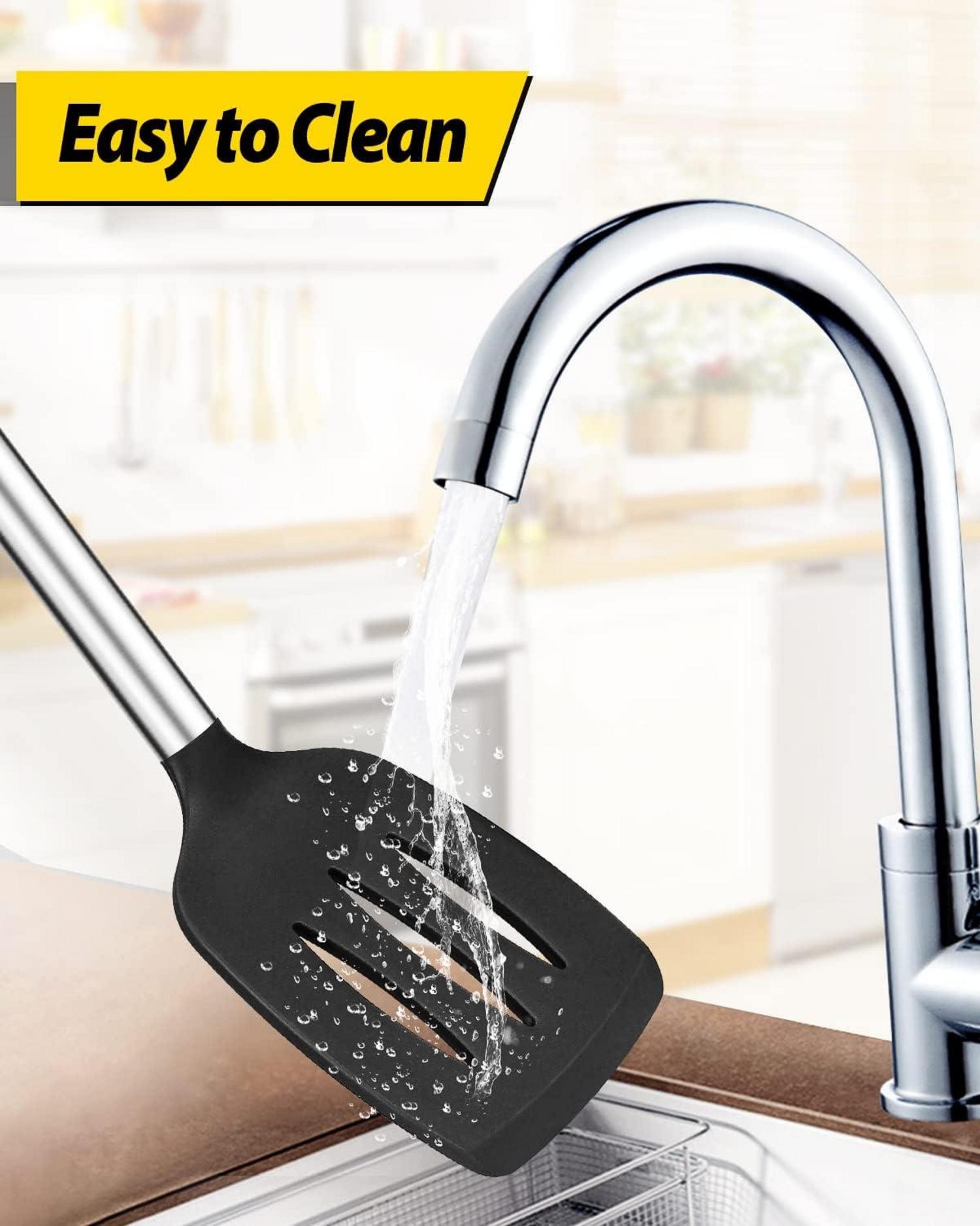 4er Silikon-Kochutensilien Set antihaftbeschichtet hitzebeständig groß Spatel