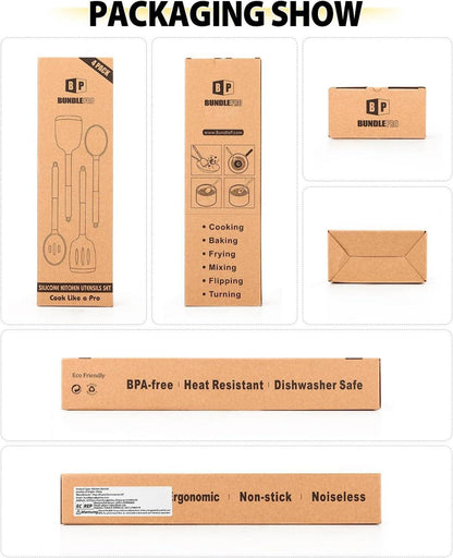 4-teiliges Silikon-Kochutensilien-Set, hitzebeständig, BPA-frei