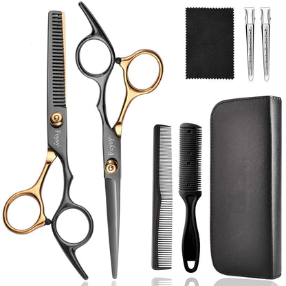 Professionelle Haarschneideschere Set Effilierschere Gold