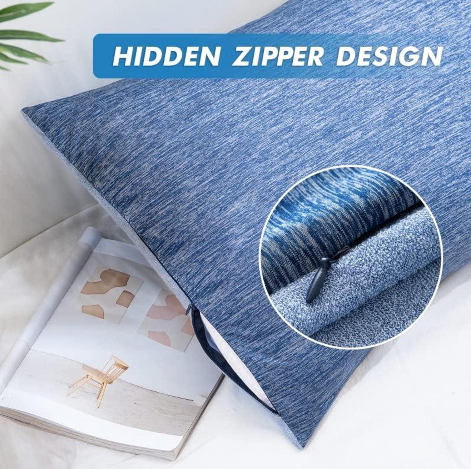 Kühlender Kissenbezug 2er Set Atmungsaktiv Bambusfaser Doppeldesign 50x65 Blau