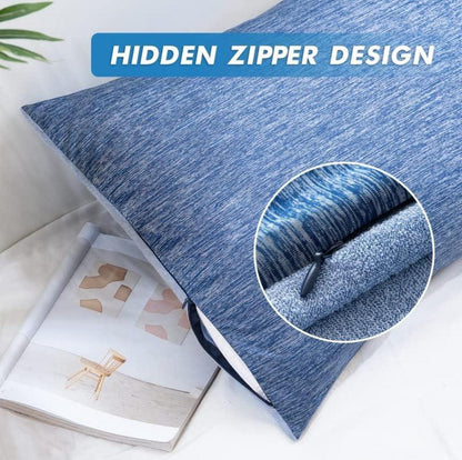 Kühlender Kissenbezug 2er Set Atmungsaktiv Bambusfaser Doppeldesign 50x65 Blau