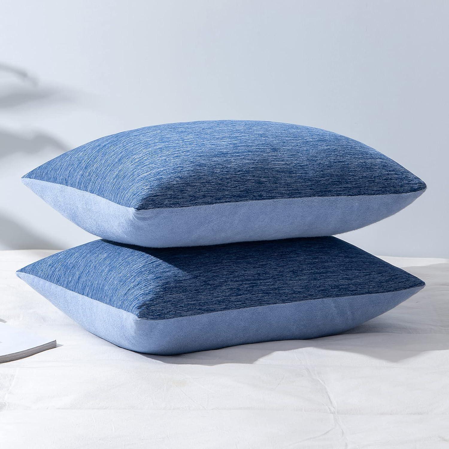 2er Set Kühlender Kissenbezug Atmungsaktiv Bambusfaser 50x65 cm Blau