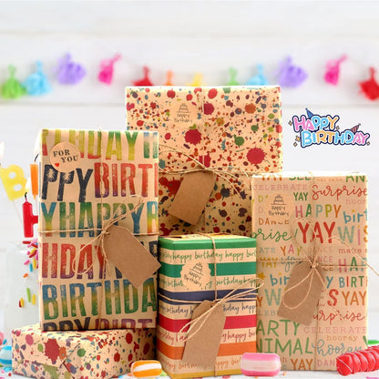 Geschenkpapier Set Geburtstag Regenbogenmuster 8 Blatt 70x50 cm