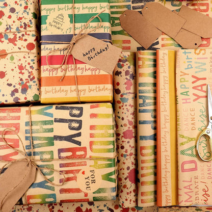 Geschenkpapier Set Geburtstag Regenbogenmuster 8 Blatt 70x50 cm