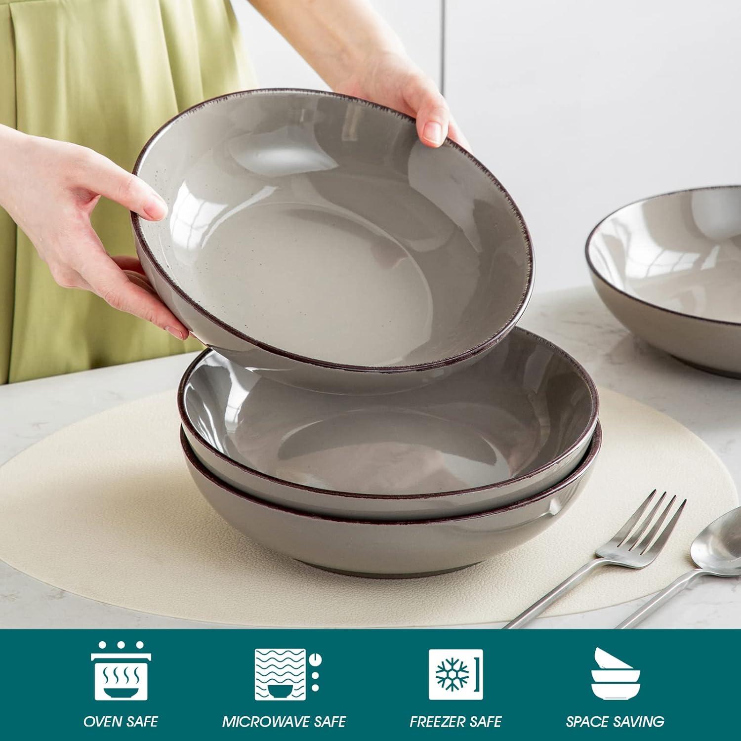 vancasso Suppenteller Set, Steingut NAVIA 4tlg. - Pastateller, Nudelschalen, Salatschalen