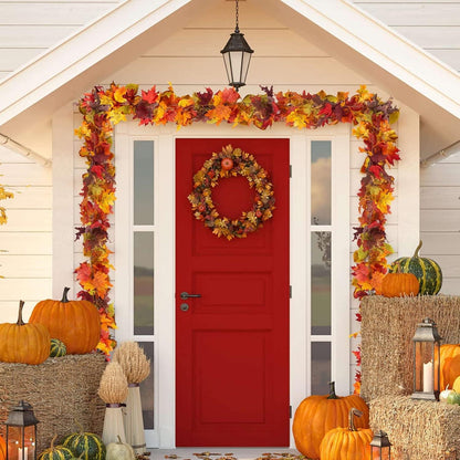 2er Set Künstliche Ahornblatt Girlanden 180cm Herbst Deko Halloween Tür Kamin