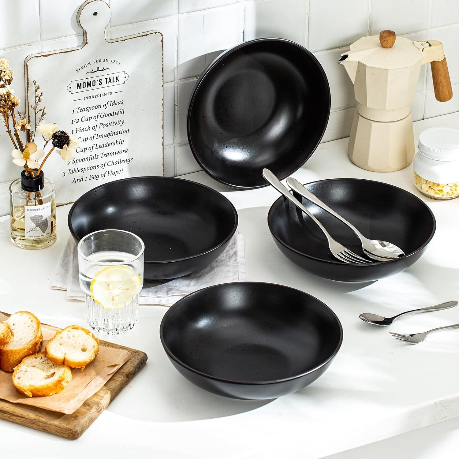 vancasso MODA Suppenteller Steingut 4er Set Pasta Salat Schalen