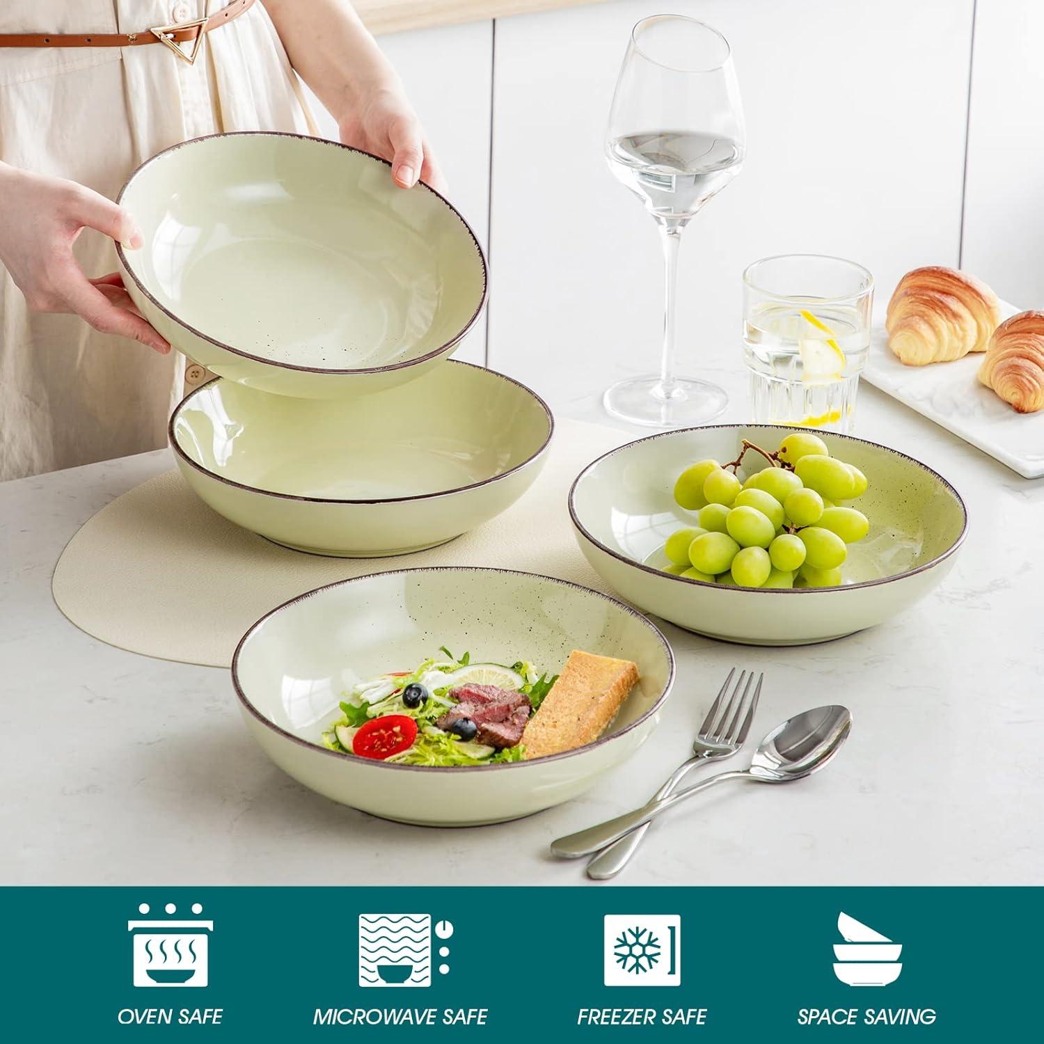 Vancasso Navia Suppenteller Set Steingut Pastateller Beige 4er