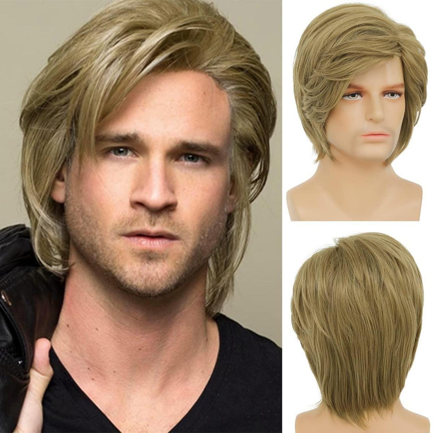 Kurze Blonde Halloween Cosplay Perücke Synthetik Männer Haarperücke