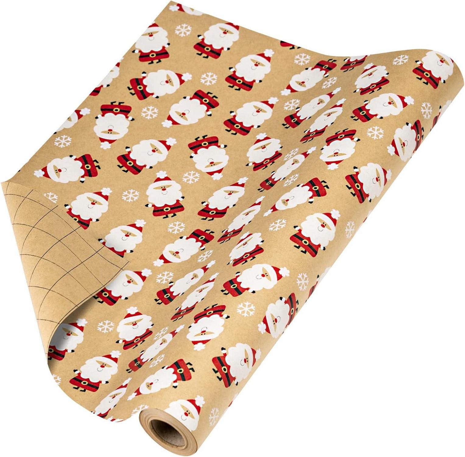 Kraft-Weihnachtsgeschenkpapierrolle Rot-Weißes Weihnachtsdesign 43x10m