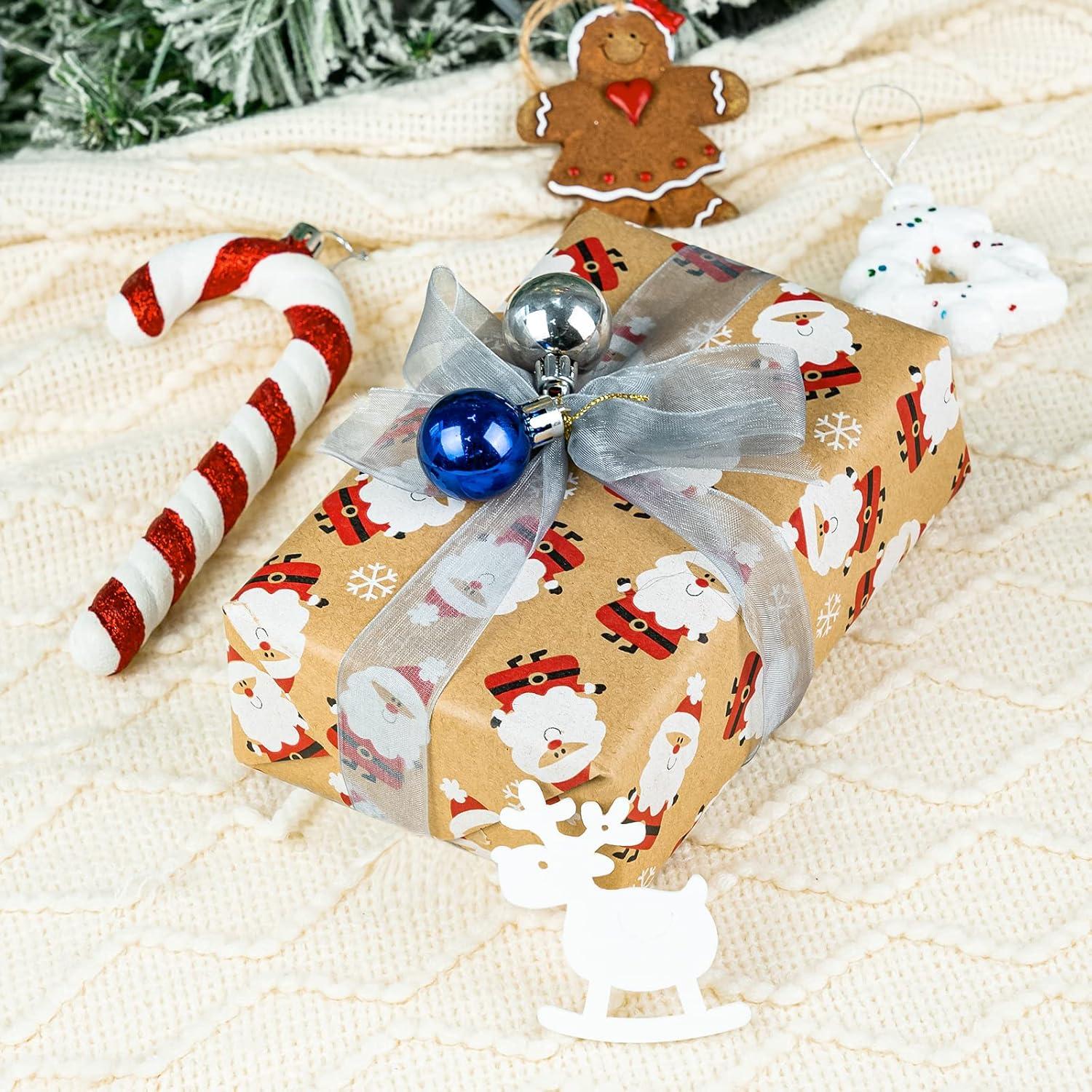 Kraft-Weihnachtsgeschenkpapierrolle Rot-Weißes Weihnachtsdesign 43x10m