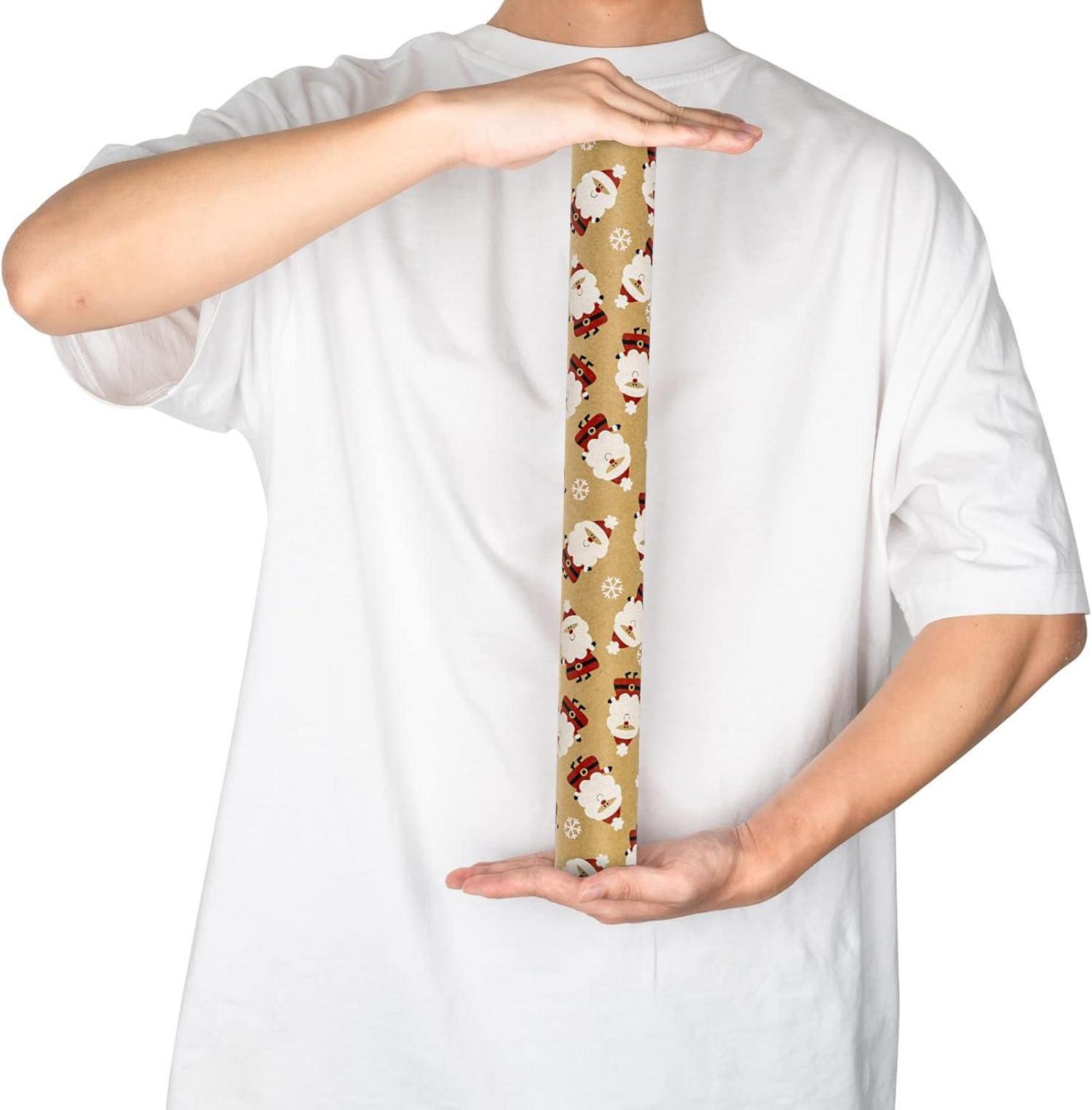 Kraft-Weihnachts-Geschenkpapierrolle - Rot-Weißes