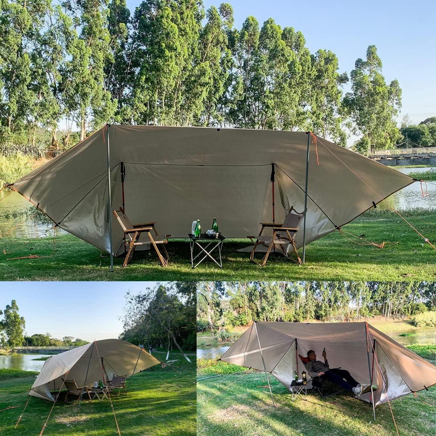 Ultraleichtes Tarp 3x4 Wasserdichte Zeltplane mit Befestigungspunkten