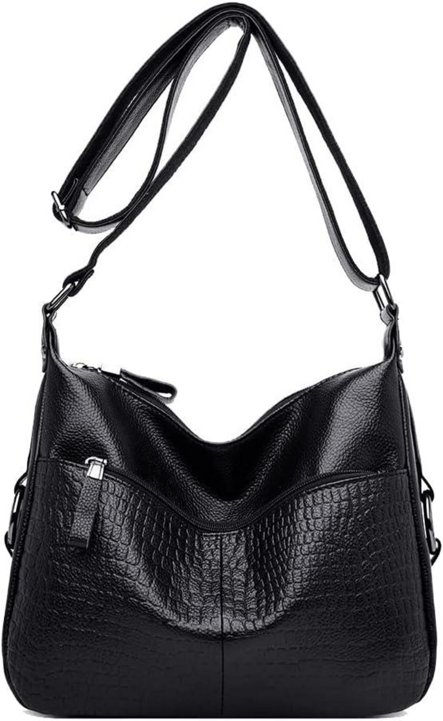 Schwarze Damen PU-Leder Umhängetasche Schultertasche Elegante Mode