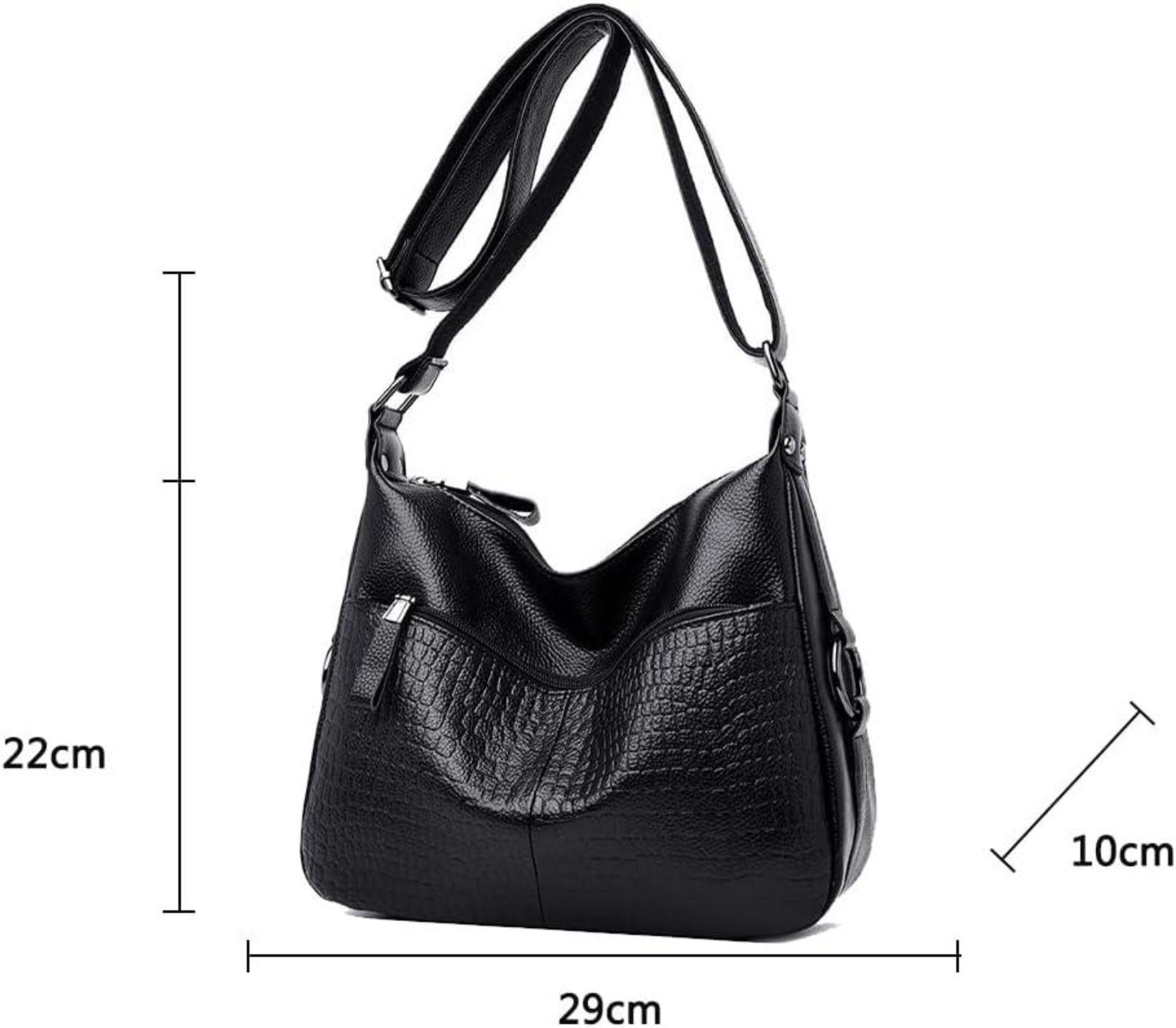 Schwarze Damen PU-Leder Umhängetasche Schultertasche Elegante Mode