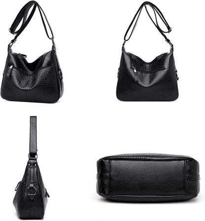 Coolives Damen Umhängetasche Schwarz PU-Leder Schultertasche Elegante Damentasche