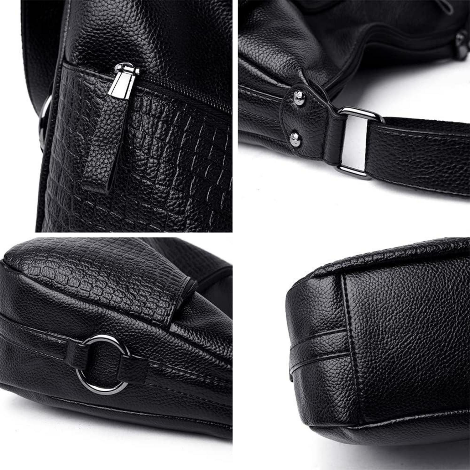 Schwarze Damen Umhängetasche aus PU-Leder - Leichte Schultertasche für Frauen