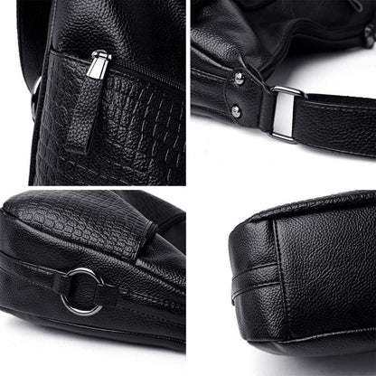 Schwarze Damen Umhängetasche aus PU-Leder - Leichte Schultertasche für Frauen