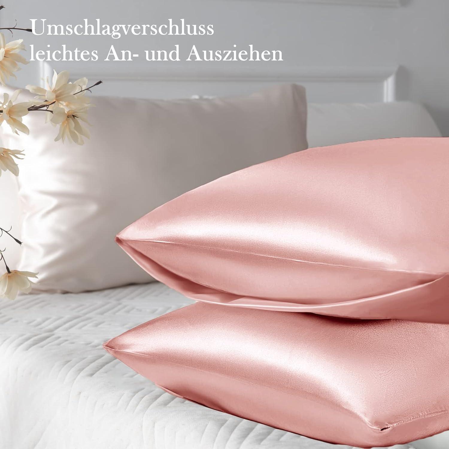Satin Kissenbezug 40x60 Rosa Haar Haut Haargummis