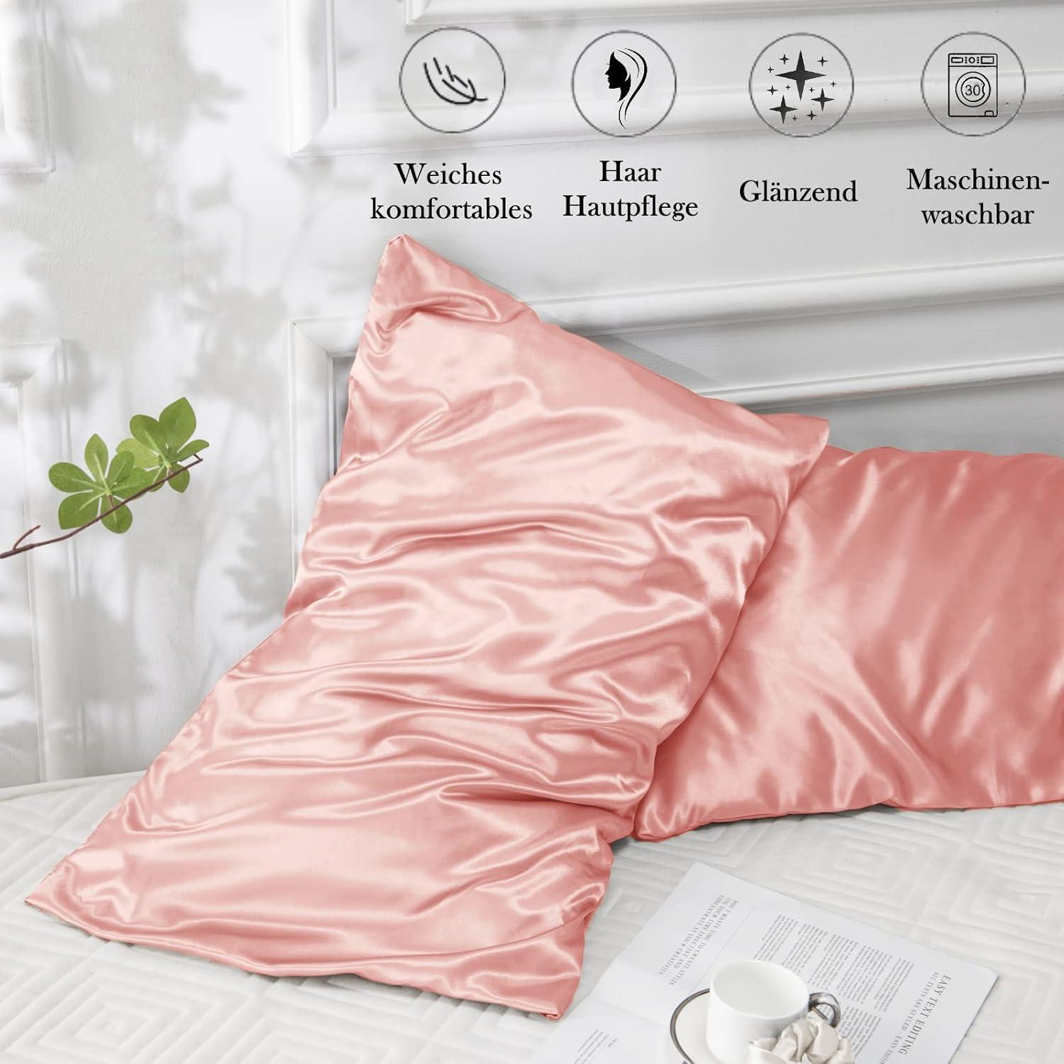 Vielit Satin Kissenbezug 40x60cm Rosa 2 Haargummis Hautpflege