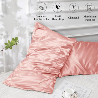 Vielit Satin Kissenbezug 40x60cm Rosa 2 Haargummis Hautpflege