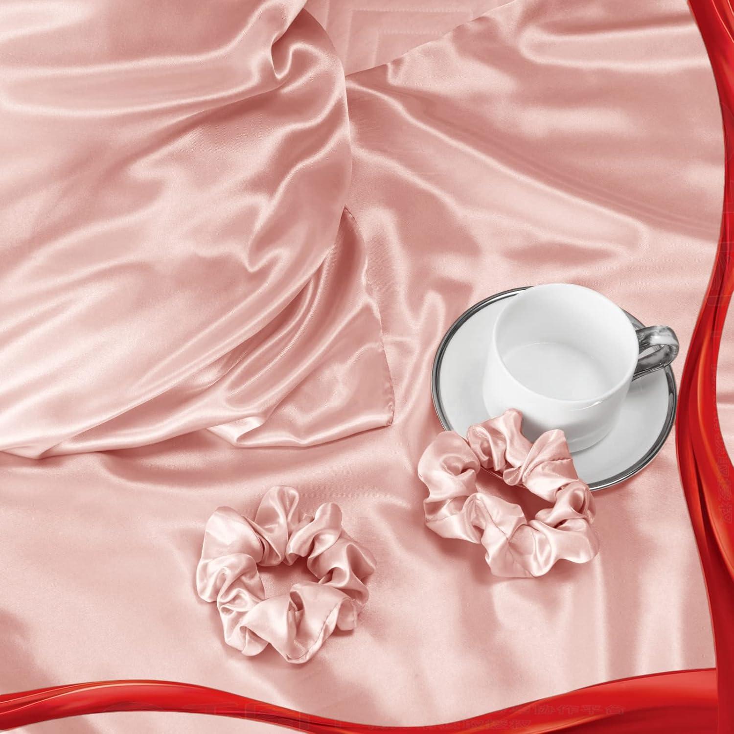 Satin Kissenbezug 40x60 Rosa Haargummis Hautpflege Satin