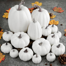 Künstliche Herbstkürbisse Deko Set 16-teilig Weiß für Innen