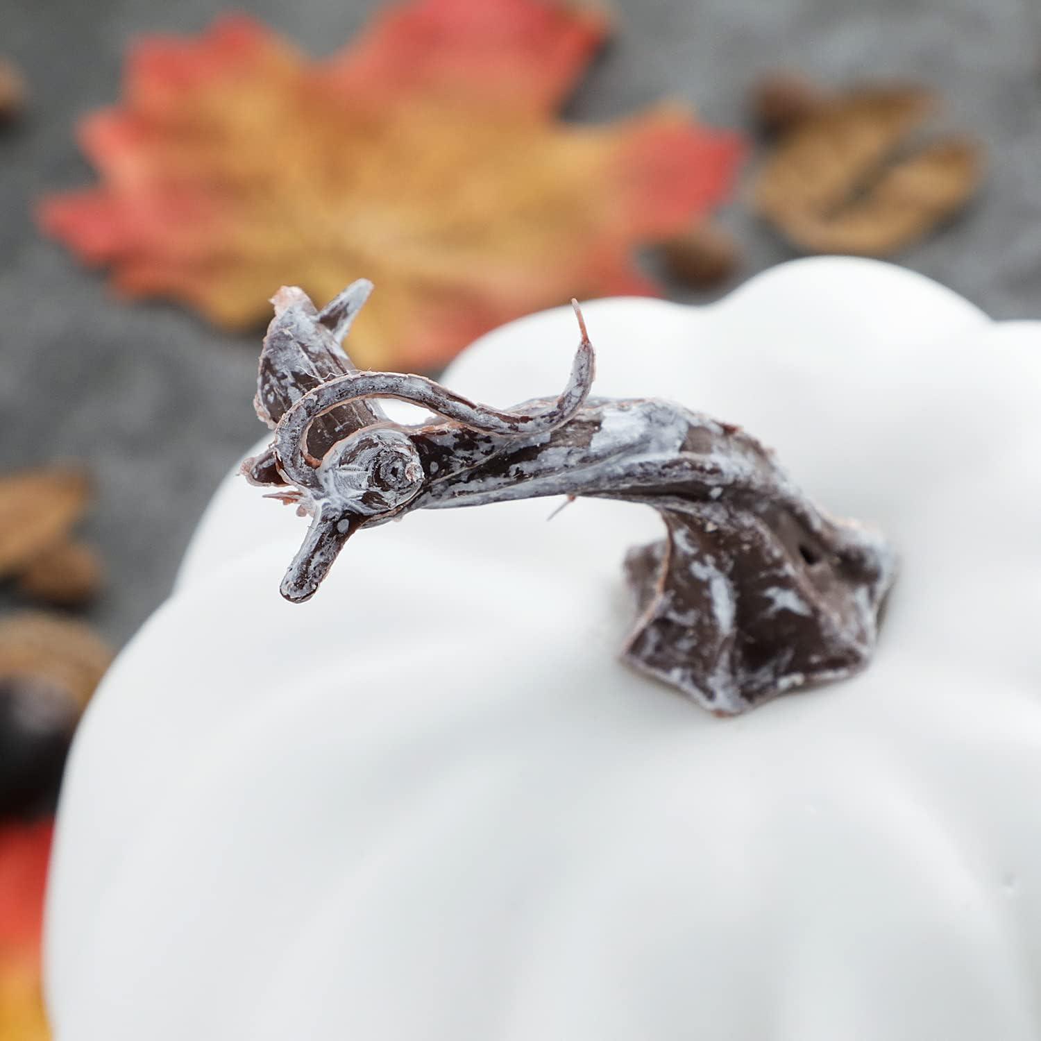 12x Benjia Mini Weiß Kürbisse Herbstdeko Halloween Außendeko