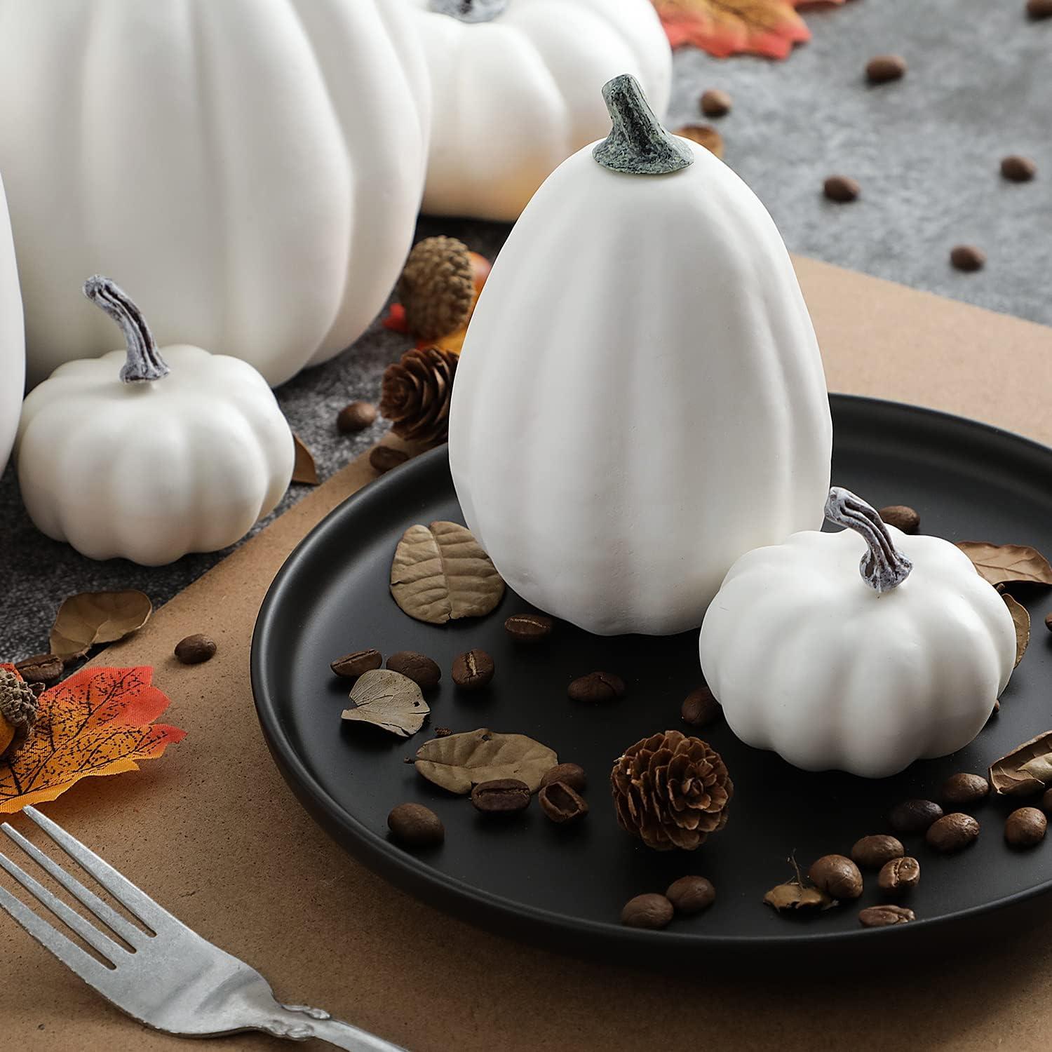 Benjia Kürbis Herbst Deko Halloween 16 Stück Weiß-a