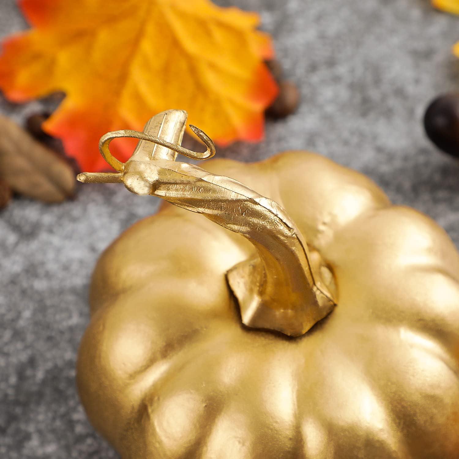 Künstliche Herbst Kürbisse Weiß Gold Halloween Deko 16 Stk