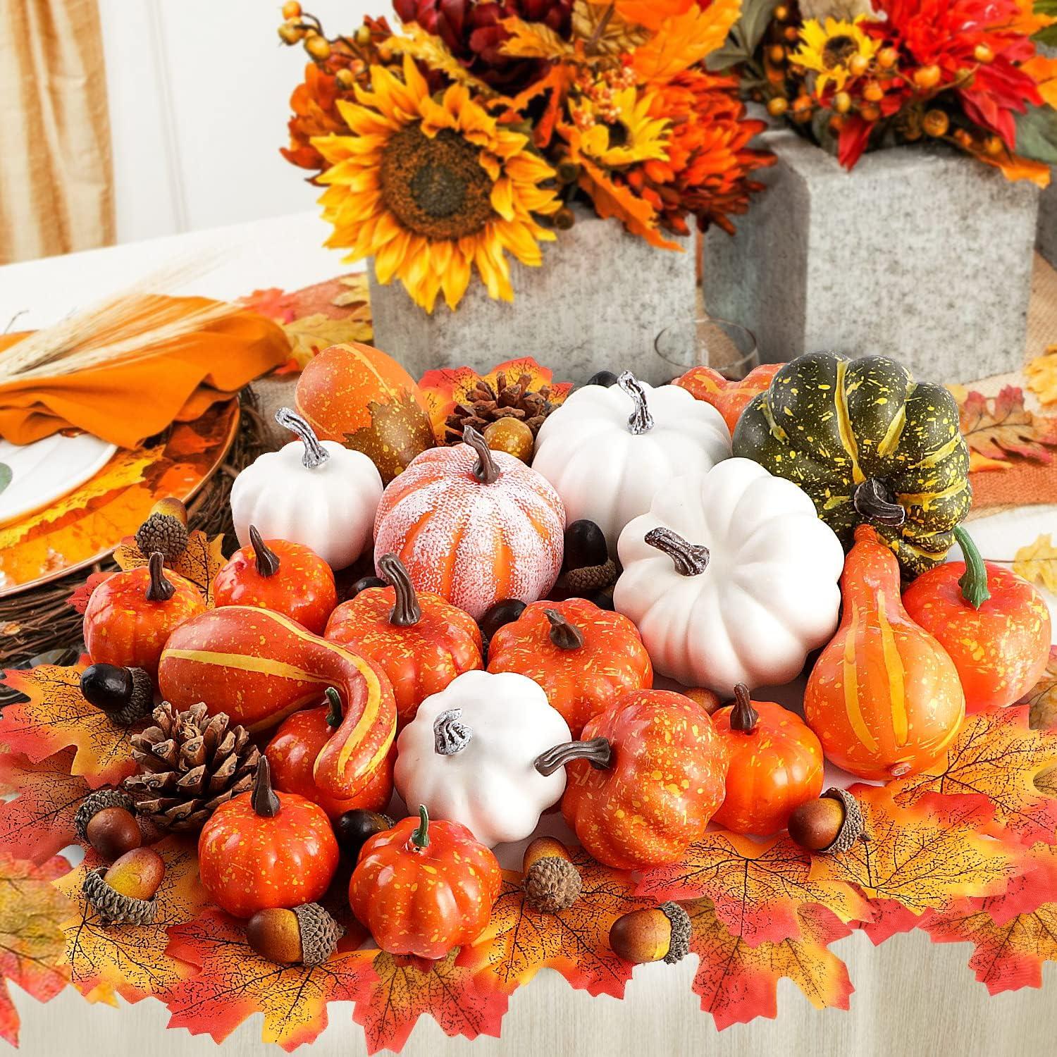 Künstliche Kürbis Herbst Deko Set Halloween 102-teilig