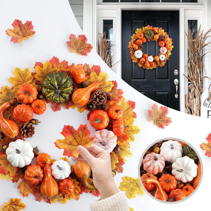 Künstliche Kürbis Herbstdeko Innen 102 Teile – Kürbisse Eicheln Ahornblätter Tannenzapfen Halloween Thanksgiving
