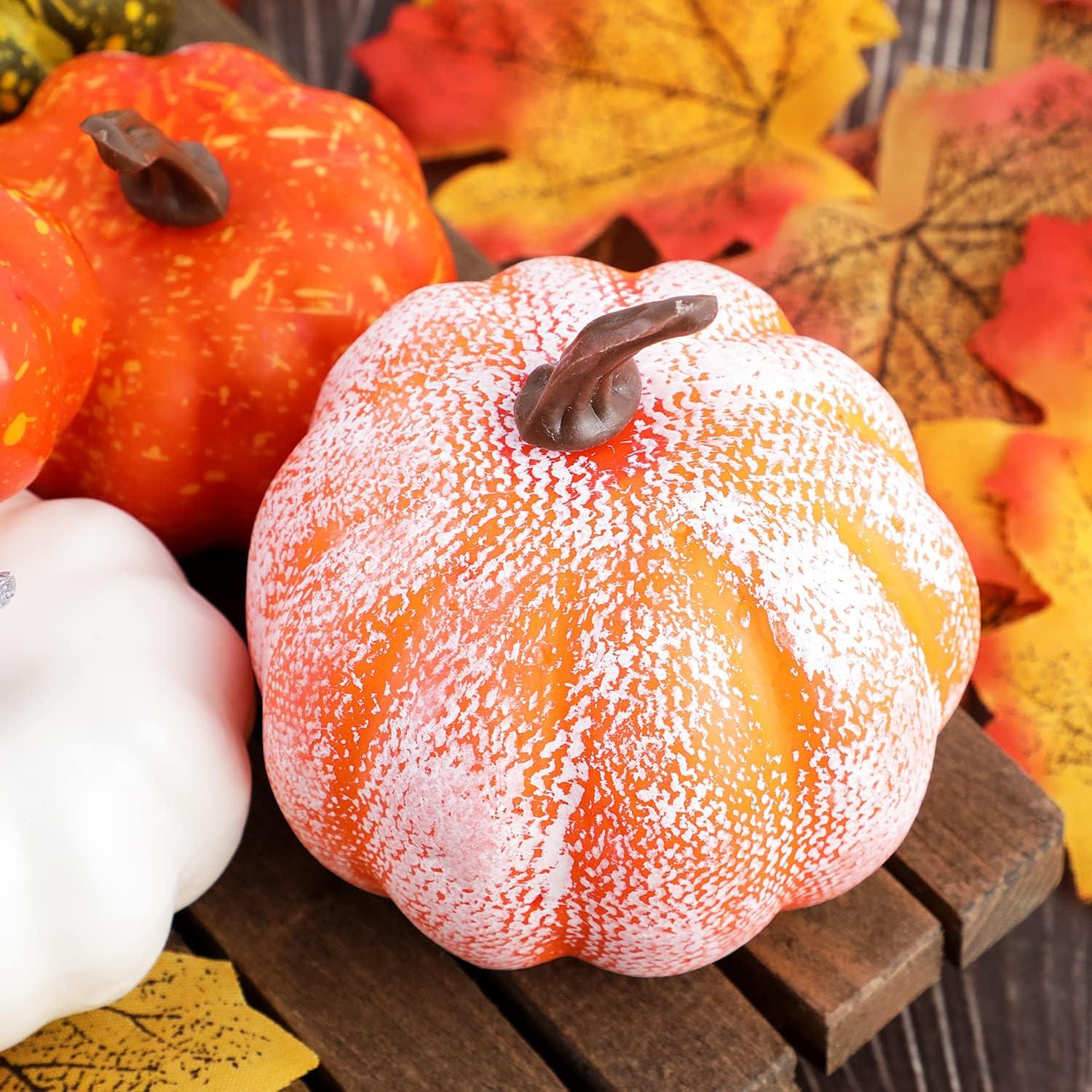 Künstliche Herbstdeko Kürbis Halloween 102 Stück Dekoration Weiß Gold