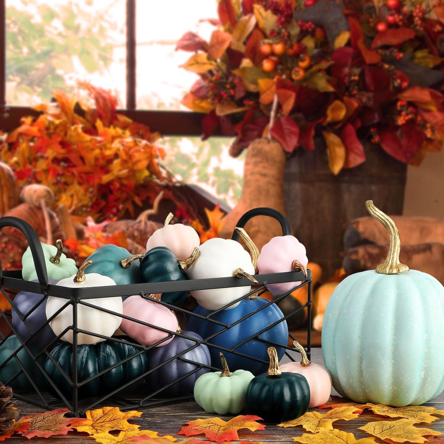 Künstliche Kürbis Herbst Deko Set 17 Stück Draußen Halloween