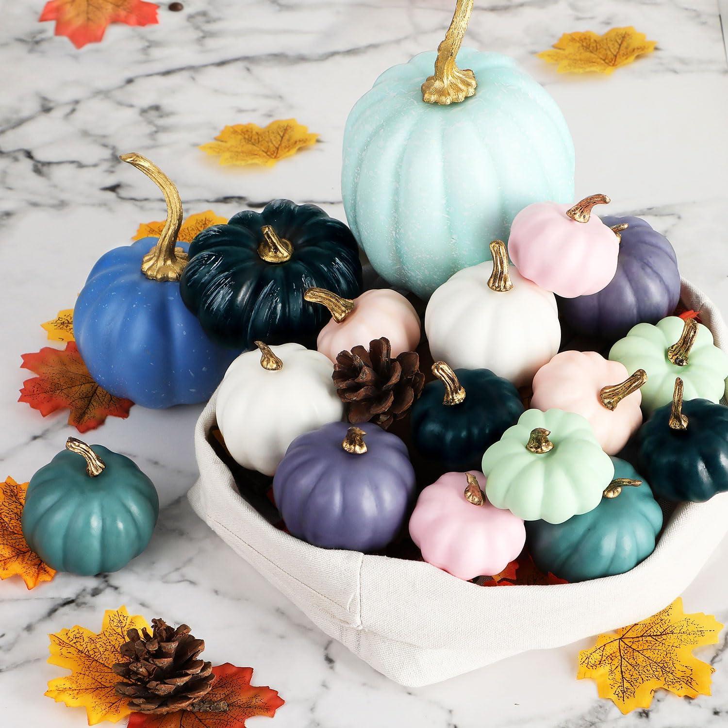 Künstliche Kürbisse Deko Set Herbst Halloween Tischdeko Outdoor