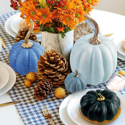 17er Set Kürbisse Herbst Deko Halloween Draußen Weiß Blau Rosa Grün