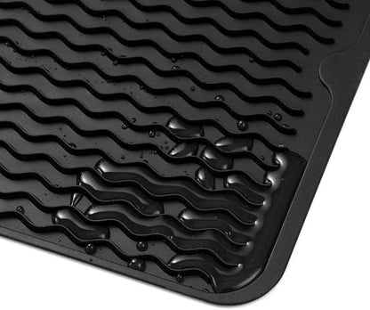 Silikon Abtropfmatte Geschirr 50x40cm BPA-frei Schwarz Trockenmatte