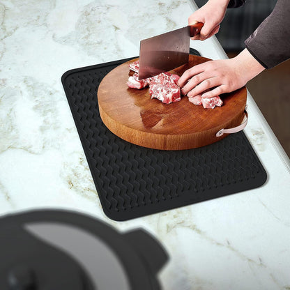 Bibykivn Silikon Abtropfmatte 50 x 40 cm hitzebeständig BPA-frei Schwarz