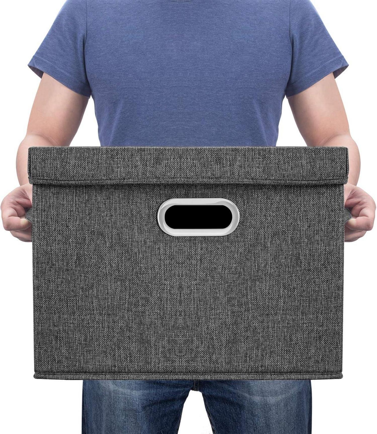 Aufbewahrungsbox mit Deckel Groß Stoff Faltbar 35L 5er-Set Schwarz