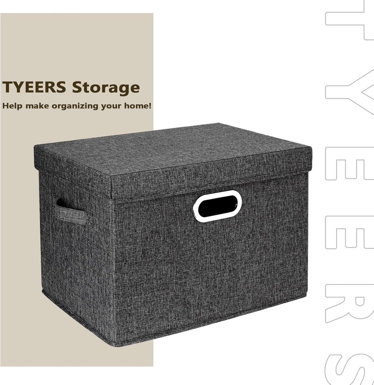 TYEERS Große Faltbare Aufbewahrungsbox 5er Set 35L Schwarz