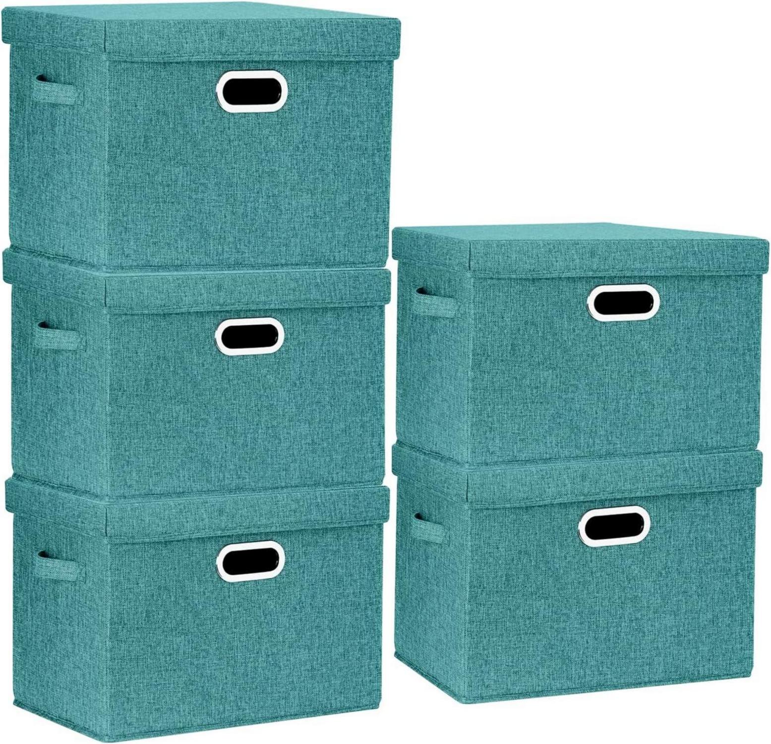 Faltbare Aufbewahrungsbox mit Deckel 5er Set 44x30x29 cm Aqua Deep
