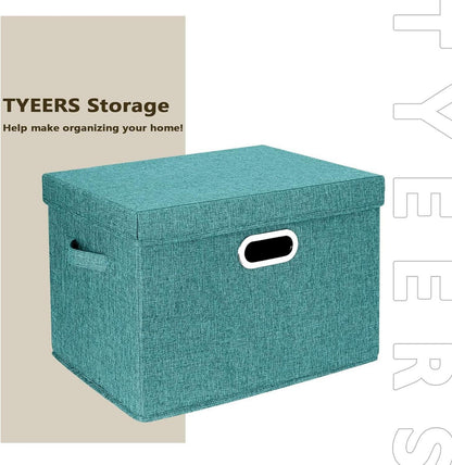 Große Aufbewahrungsbox Stoff Faltbar 35L 5er Set Aqua Deep