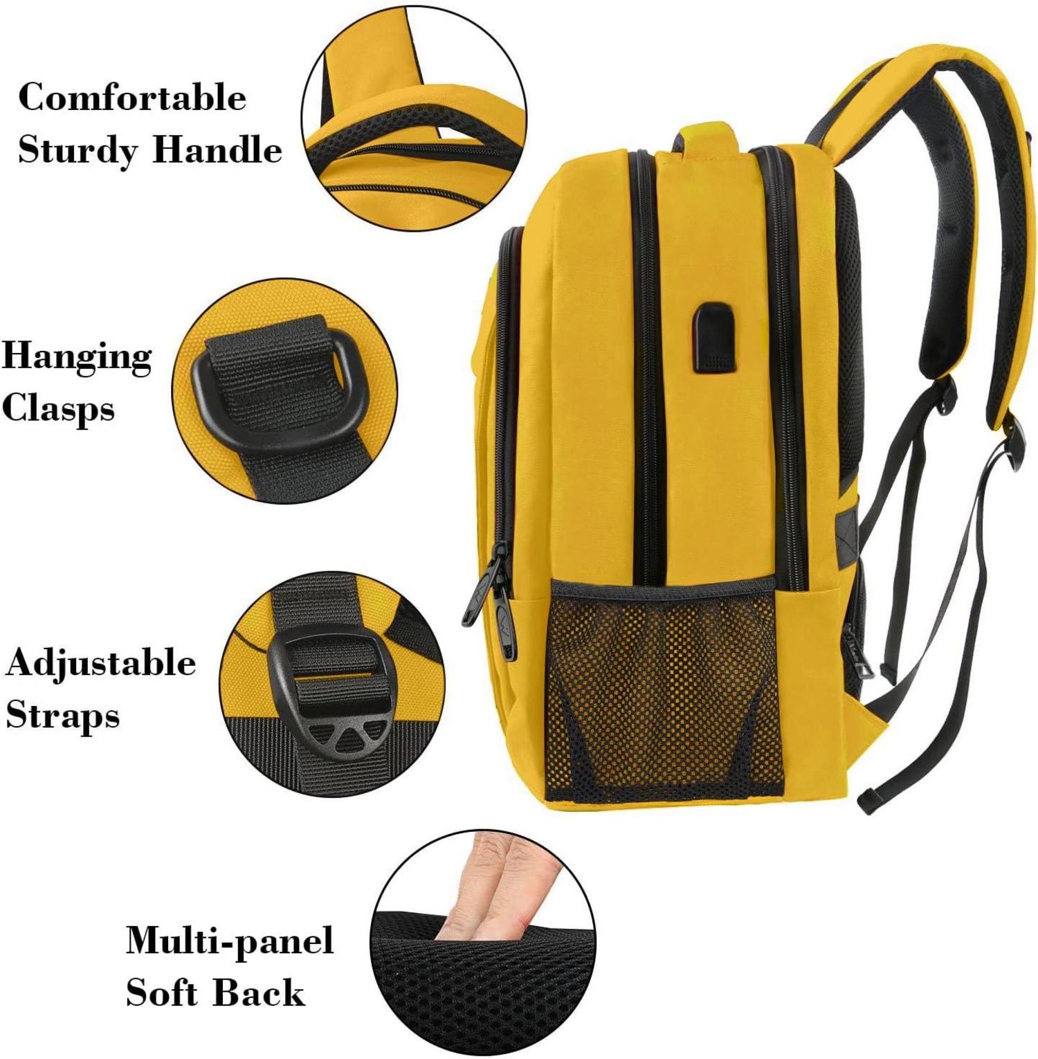 Rucksack Damen 15,6 Zoll USB Laptoprucksack Gelb Business Reise Smart