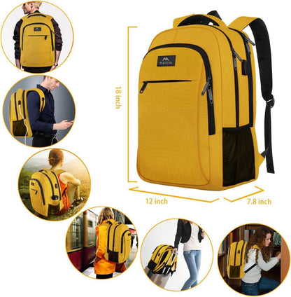 Rucksack 15,6 Zoll Laptop USB Ladeanschluss Gelb Business Damen Herren