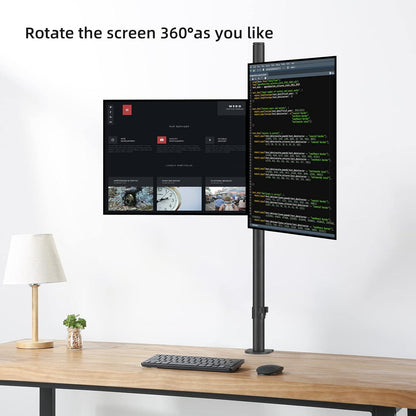 Doppelte verstellbare Monitorarm-Ständerhalterung für 2 Bildschirme 13–27 Zoll, VESA 75/100 mm