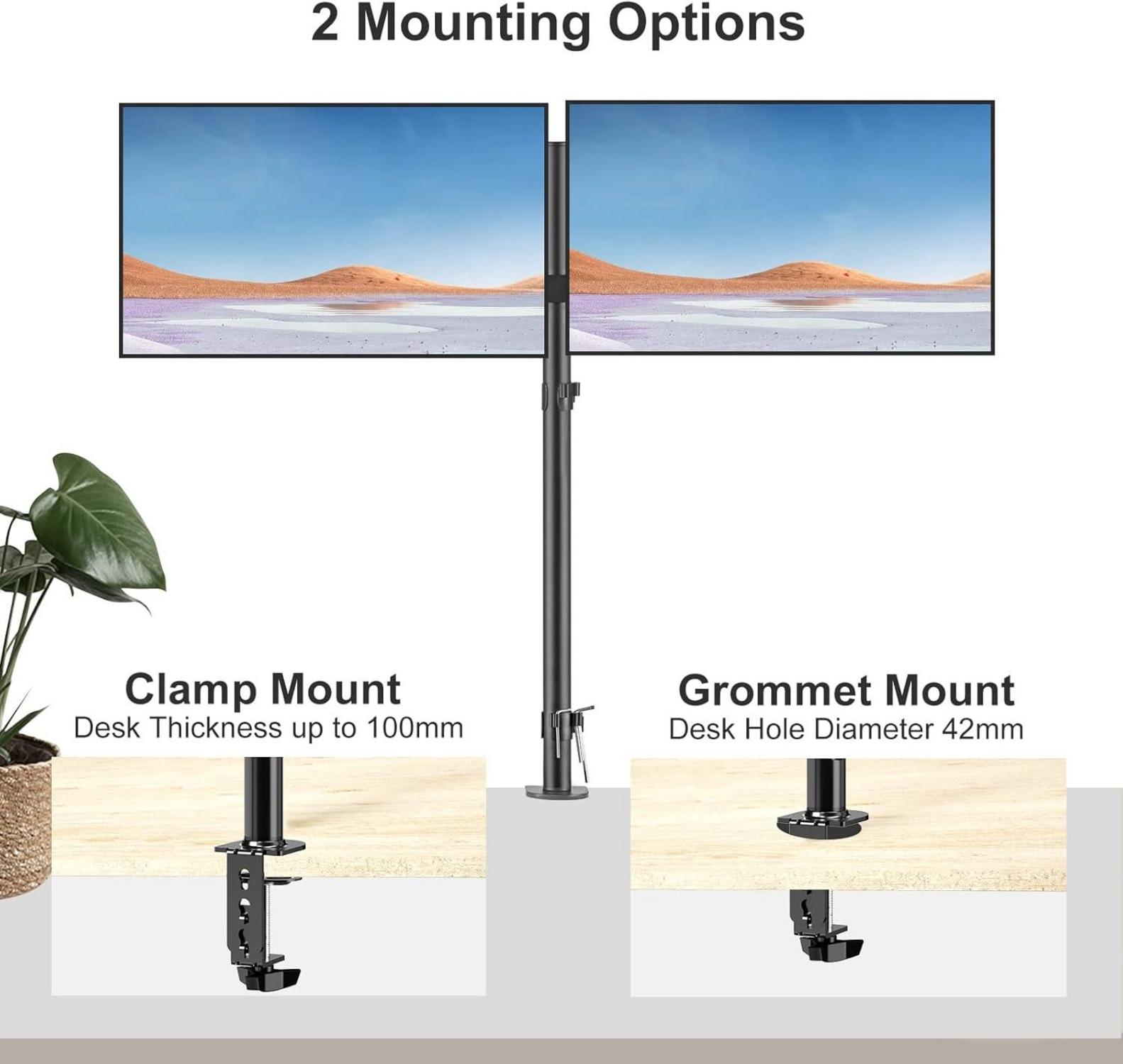 Doppelte Monitorarm Ständerhalterung 2 Bildschirme 13-27 Zoll 80 cm Stange