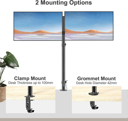 Doppelte Monitorarm Ständerhalterung 2 Bildschirme 13-27 Zoll 80 cm Stange