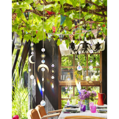 Kristall Sonnenfänger Set 6 Sonne Mond Sterne Fenster Deko